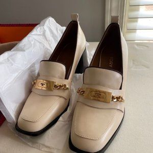 TORY BURCH RUBY LOAFER PUMP T-BUCKLE DULCE DE LECHE COLOR SIZE 8 SOLD OUT!